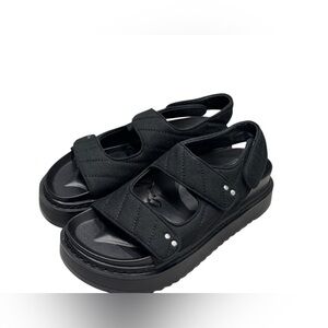 Women’s Bershka Black, Quilted, Platform Sandals - Size 7.5 (38)